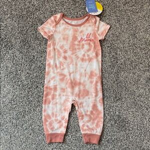 Tie-Dye Peach Baby Romper “Lil Mama" Sleep Chic 9m NWT